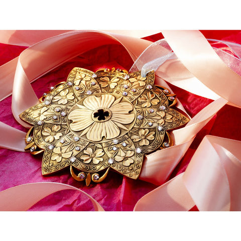 Wendell August Forge Dogwood Ornament Bronze - Handcrafted Austrian Crystal Holiday Decor - YinzerShop