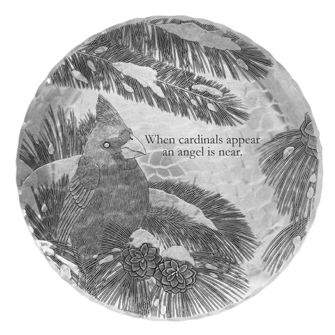 Wendell August Forge Winter Cardinal Plate - Handcrafted Decorative Round Plate, Holiday Centerpiece Decorative Serving Dish - YinzerShop