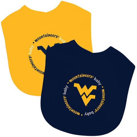 West Virginia Baby Bibs - Embroidered Cotton Front, Machine Washable 2-Pack Bibs - YinzerShop