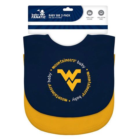 West Virginia Baby Bibs - Embroidered Cotton Front, Machine Washable 2-Pack Bibs - YinzerShop