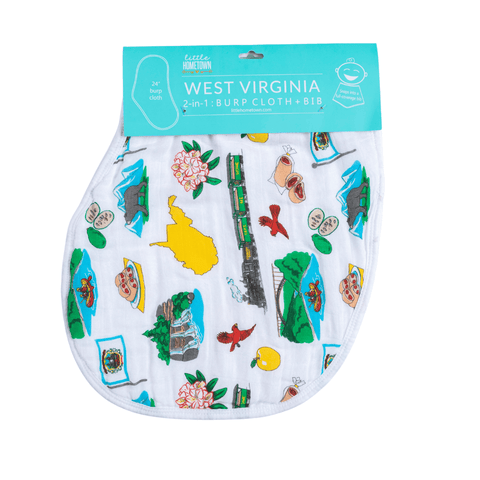 West Virginia Baby Giftset:  Baby Swaddle Blanket and Burp/Bib Combo Swaddle Blanket Little Hometown   