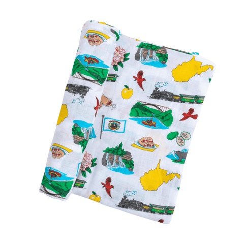 West Virginia Baby Giftset: Baby Swaddle Blanket and Burp/Bib Combo Swaddle Blanket - YinzerShop