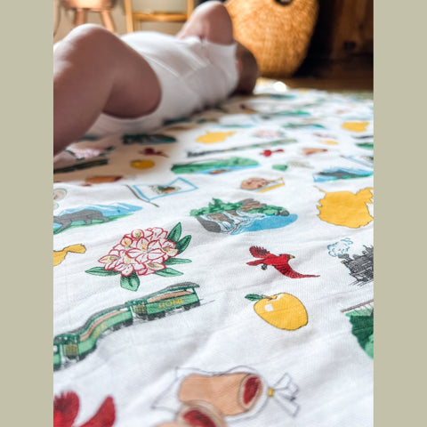 West Virginia Baby Giftset: Baby Swaddle Blanket and Burp/Bib Combo Swaddle Blanket - YinzerShop