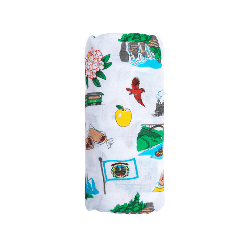 West Virginia Baby Giftset: Baby Swaddle Blanket and Burp/Bib Combo Swaddle Blanket - YinzerShop