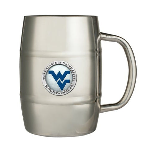 West Virginia Keg Mug – 16 Ounce Stainless Steel Mug with Fine Pewter Casting Keg Mug - YinzerShop