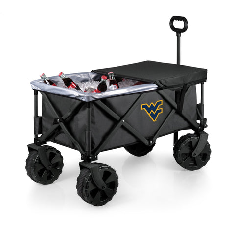 West Virginia Mountaineers All Terrain Utility Wagon – Folding Portable Garden Wagon with Cooler & Telescoping Handle Licensed - YinzerShop