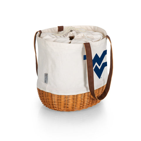 West Virginia Mountaineers Canvas and Willow Tote - Durable Picnic Basket Bag Licensed - YinzerShop