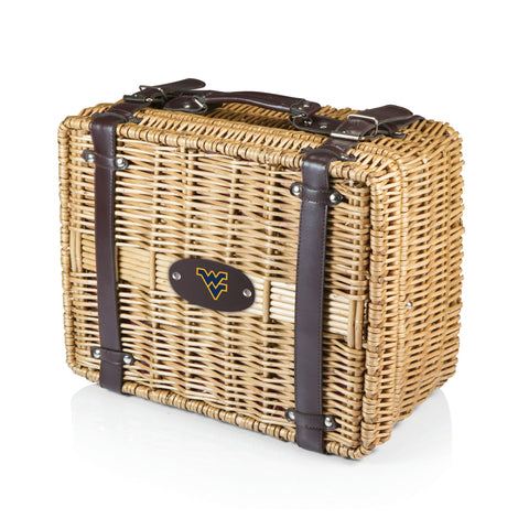 West Virginia Mountaineers Champion Picnic Basket - Handwoven Willow Basket for Two Licensed - YinzerShop