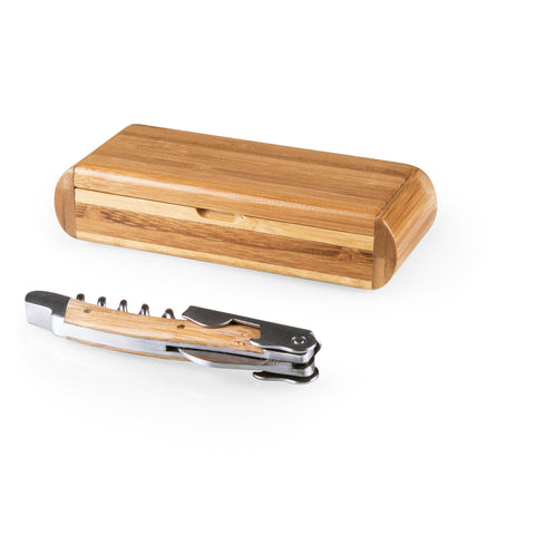 West Virginia Mountaineers Deluxe Corkscrew Set – Bamboo Handle, Stainless Steel Bar Top Wine Opener Licensed - YinzerShop