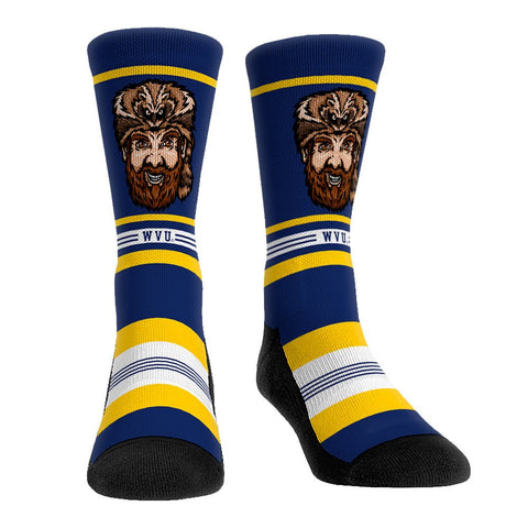 West Virginia Mountaineers - Game Face Mascot Socks - YinzerShop