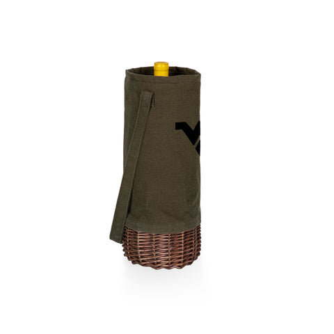 West Virginia Mountaineers Insulated Wine Tote - Canvas & Willow Wine Carrier Basket Licensed - YinzerShop