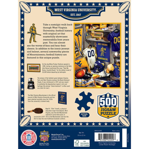 West Virginia Mountaineers - Locker Room 500 Piece Jigsaw Puzzle 500 Piece - YinzerShop