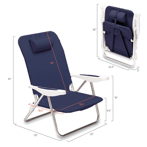 West Virginia Mountaineers - Monaco Reclining Beach Backpack Chair Chair - YinzerShop
