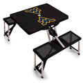 West Virginia Mountaineers Portable Folding Picnic Table – Compact Outdoor Table with Basket Weave Seats Licensed - YinzerShop