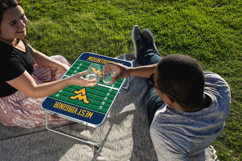 West Virginia Mountaineers Portable Picnic Table - Folding Outdoor Table, Compact & Lightweight Licensed - YinzerShop