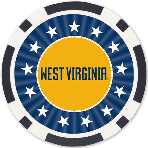 West Virginia Poker Chips - 100 Piece Casino Poker Chip Set with Team Logo Chips & Tray Poker Chips & Sets - YinzerShop