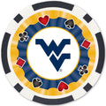 West Virginia Poker Chips - 100 Piece Casino Poker Chip Set with Team Logo Chips & Tray Poker Chips & Sets - YinzerShop