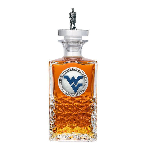 West Virginia University Decanter – Handcrafted Pewter Barware with 3D Top, 25 Ounce Glass Decanter - YinzerShop