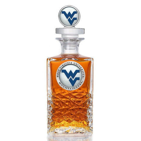 West Virginia University Decanter – Handcrafted Pewter Barware with 3D Top, 25 Ounce Glass Decanter - YinzerShop
