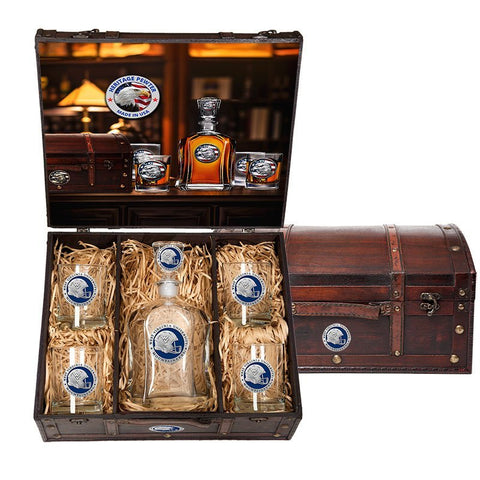 West Virginia University Helmet Capitol Decanter Chest Set Decanter Set - YinzerShop