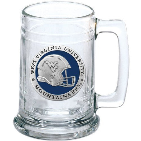 West Virginia University Stein – 15 Ounce Glass Beer Stein with 3D Sculpted Design Stein - YinzerShop