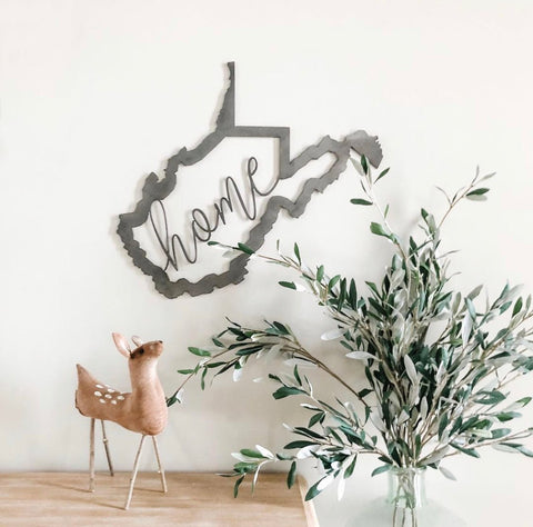 West Virginia Wall Decor - Rustic Steel Wall Art Script Style Sign 18x15 Inches Wall Decor - YinzerShop