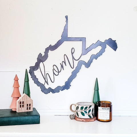 West Virginia Wall Decor - Rustic Steel Wall Art Script Style Sign 18x15 Inches Wall Decor - YinzerShop