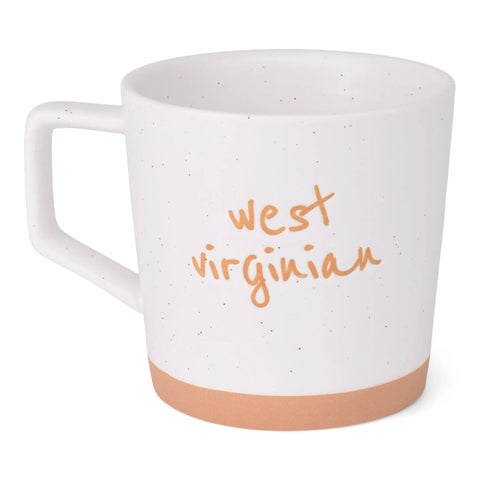 West Virginian Mug – 14 oz Ceramic Coffee Mug with Ergonomic Handle & White Freckled Glaze Mug - YinzerShop