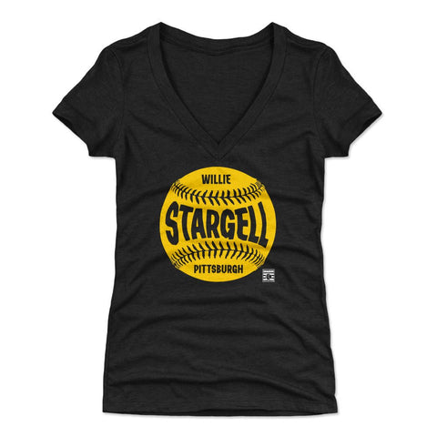 Willie Stargell Baseball Shirt - Slim Fit Pittsburgh Baseball Tee With V-Neck Design Women's V-Neck T-Shirt - YinzerShop