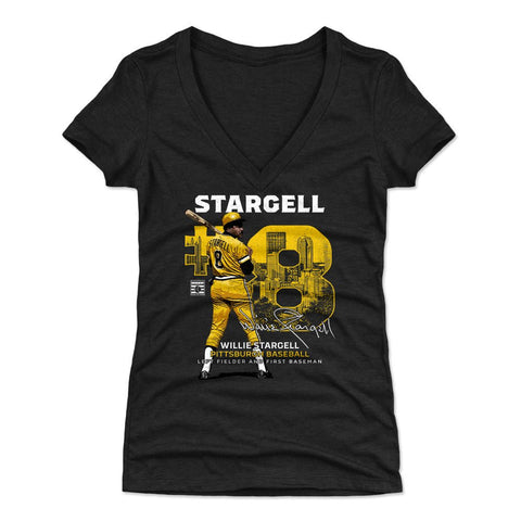 Willie Stargell T-Shirt – Retro Baseball Shirt | Slim Fit Tri Color Tee Women's V-Neck T-Shirt - YinzerShop