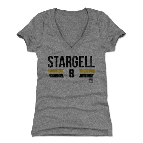 Willie Stargell Women's V-Neck T-Shirt – Slim Fit Tri Color Tee With Deep V Collar Women's V-Neck T-Shirt - YinzerShop