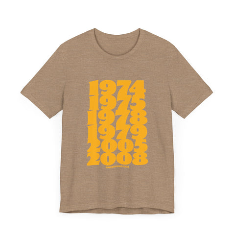 Winning Years: Pittsburgh Football Championship Titles - Short Sleeve Shirt T-Shirt - YinzerShop