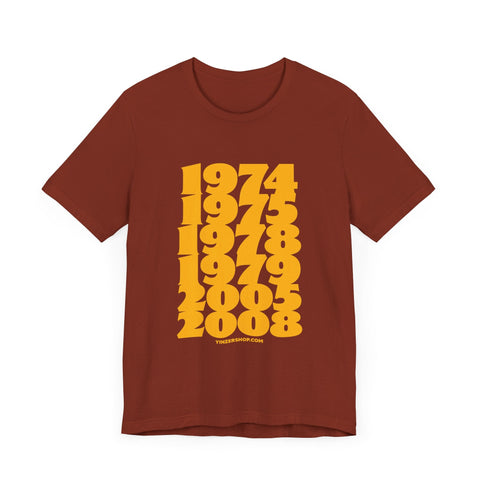 Winning Years: Pittsburgh Football Championship Titles - Short Sleeve Shirt T-Shirt - YinzerShop