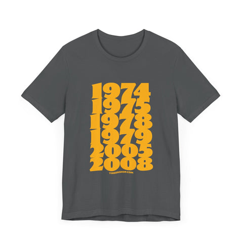 Winning Years: Pittsburgh Football Championship Titles - Short Sleeve Shirt T-Shirt - YinzerShop