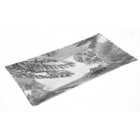 Winter Cardinal Server - Hand Wrought Small Horizon Metal Serving Tray - YinzerShop