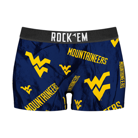 Women's Boy Shorts - West Virginia Mountaineers - Logo All-Over Underwear - YinzerShop