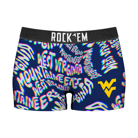 Women's Boy Shorts - West Virginia Mountaineers - Twisted Wordmark Underwear - YinzerShop