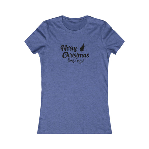 Women's Christmas Tee - Merry Christmas Yinz Slim Fit Cotton Holiday Shirt T-Shirt - YinzerShop
