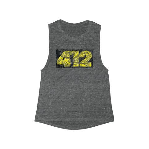 Women's Muscle Tank - 412 Map Flowy Scoop Neck Lightweight Workout Top Tank Top - YinzerShop