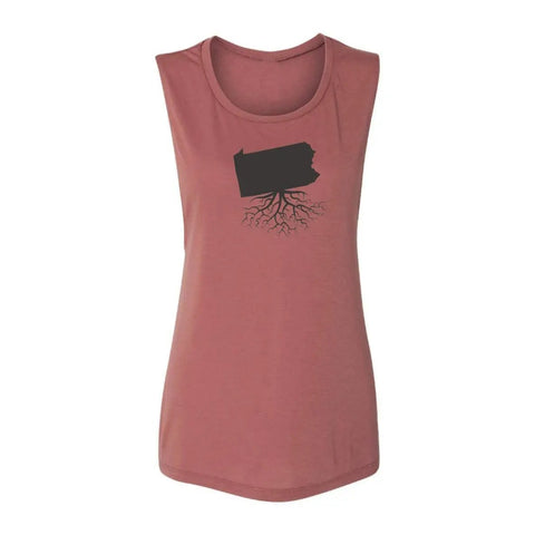Women's Muscle Tank - Pennsylvania Relaxed Fit Tank Top with Curved Hem Women's Tank Top - YinzerShop