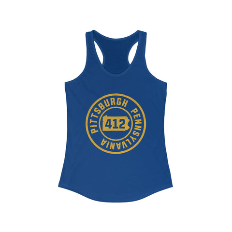 Women's Racerback Tank 412 Pittsburgh Stamp | Soft Breathable Fabric Flattering Silhouette Top Tank Top - YinzerShop