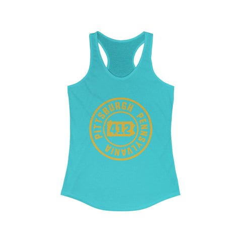 Women's Racerback Tank 412 Pittsburgh Stamp | Soft Breathable Fabric Flattering Silhouette Top Tank Top - YinzerShop