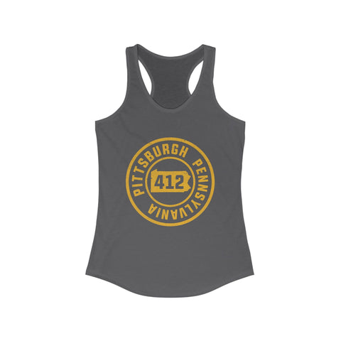 Women's Racerback Tank 412 Pittsburgh Stamp | Soft Breathable Fabric Flattering Silhouette Top Tank Top - YinzerShop