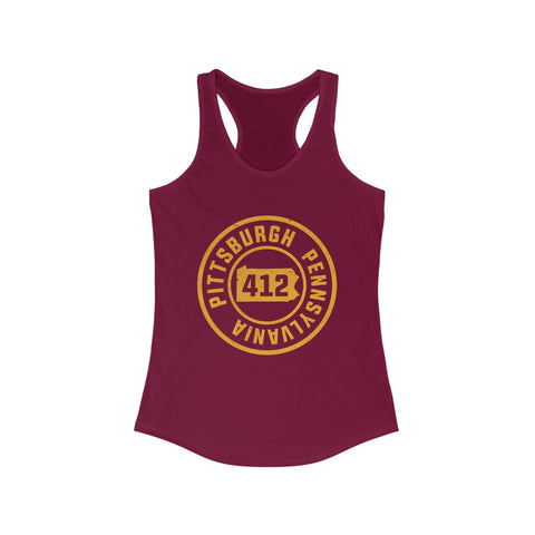 Women's Racerback Tank 412 Pittsburgh Stamp | Soft Breathable Fabric Flattering Silhouette Top Tank Top - YinzerShop