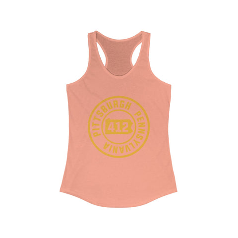 Women's Racerback Tank 412 Pittsburgh Stamp | Soft Breathable Fabric Flattering Silhouette Top Tank Top - YinzerShop
