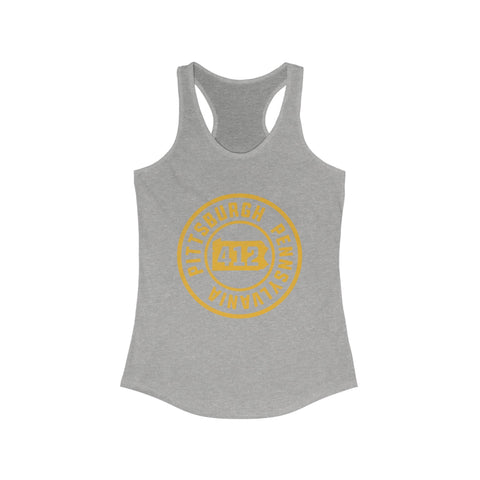 Women's Racerback Tank 412 Pittsburgh Stamp | Soft Breathable Fabric Flattering Silhouette Top Tank Top - YinzerShop