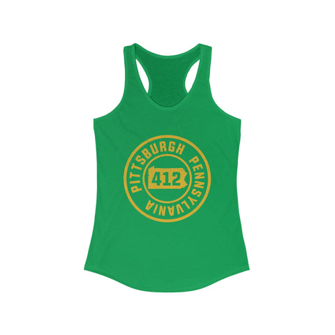 Women's Racerback Tank 412 Pittsburgh Stamp | Soft Breathable Fabric Flattering Silhouette Top Tank Top - YinzerShop