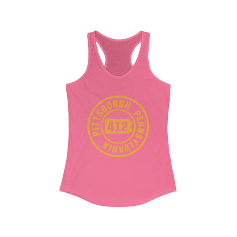 Women's Racerback Tank 412 Pittsburgh Stamp | Soft Breathable Fabric Flattering Silhouette Top Tank Top - YinzerShop