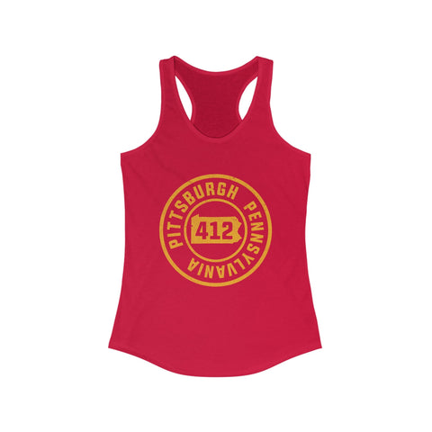 Women's Racerback Tank 412 Pittsburgh Stamp | Soft Breathable Fabric Flattering Silhouette Top Tank Top - YinzerShop