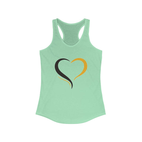 Women's Racerback Tank | Black and Yellow Heart Hip Length Tank Top with Tearaway Label Shirt Tank Top - YinzerShop